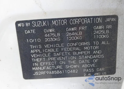 2011 Suzuki Kizashi Sport Sls из США, поврежденный, VIN JS2RF9A85B6110482